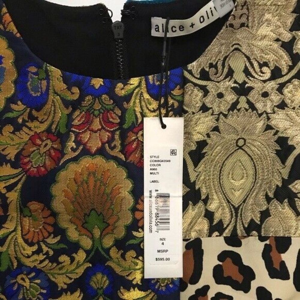 NWT. $595 Alice + Olivia Rapunzel Patchwork Dress Sz 4 - Picture 14 of 14